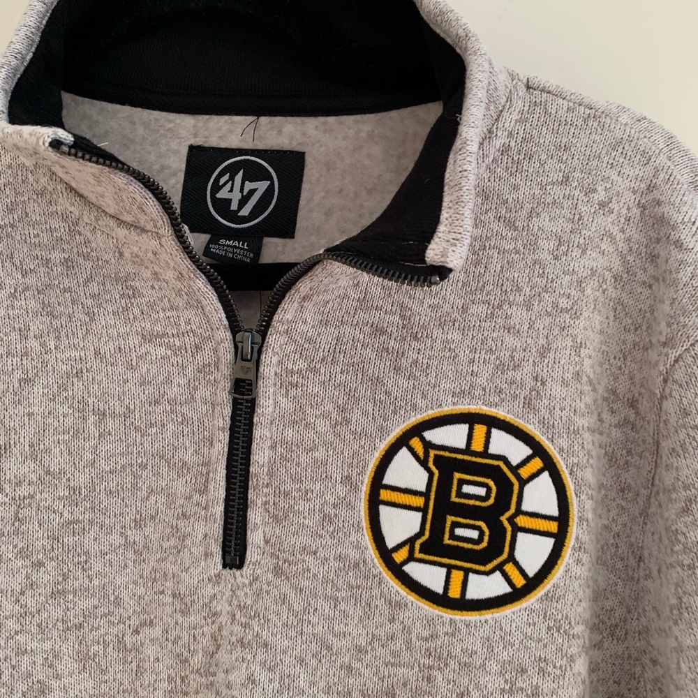 47 Kodiak Boston Bruins Quarter Zip Cream Pullover - Picture 2 of 4
